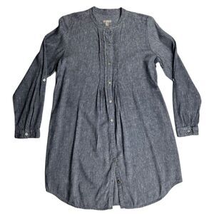 J.Jill Linen Blend Shirt Mini Dress Long Roll Tab Sleeve Women's Size Small